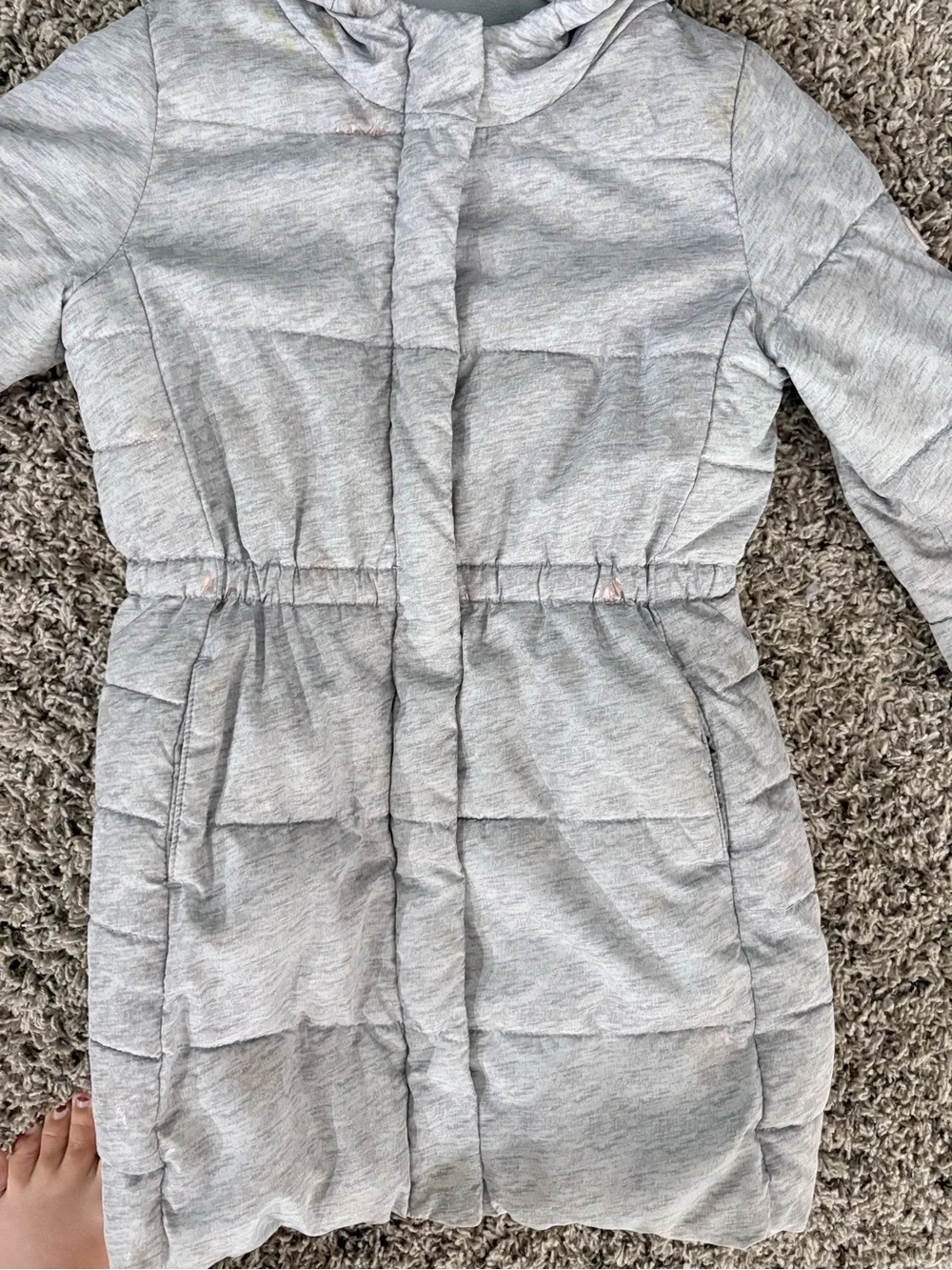 GAP Light Gray Quilted Hooded Puffer Coat